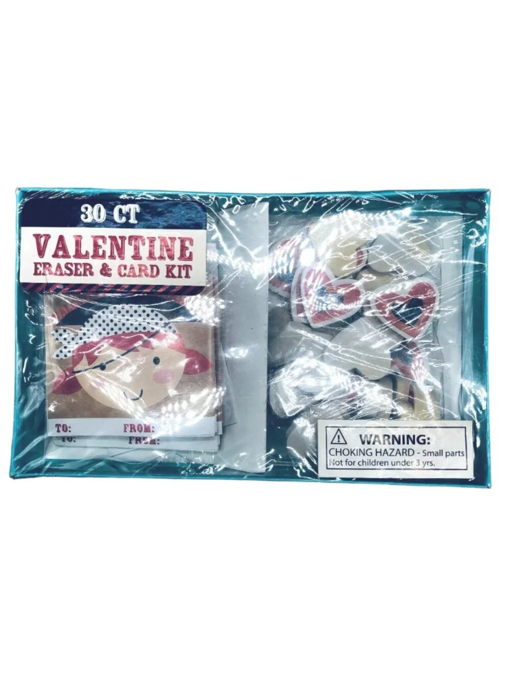 Valentine eraser card kit includes 30 erasers 30 cards 30 count sticky READ NEW